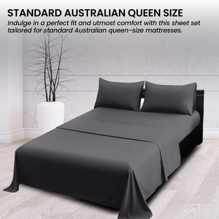 1000 Thread Count Cotton Rich King Bed Sheets 4-Piece Set in Charcoal image 5