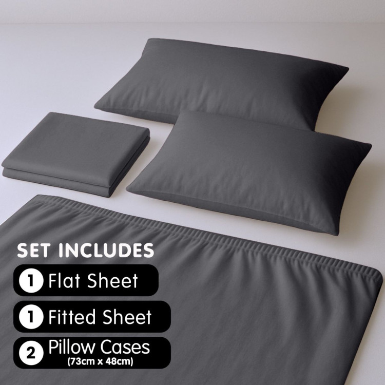 1000 Thread Count Cotton Rich King Bed Sheets 4-Piece Set in Charcoal image 8