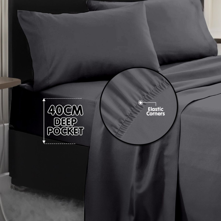 1000 Thread Count Cotton Rich King Bed Sheets 4-Piece Set in Charcoal image 9