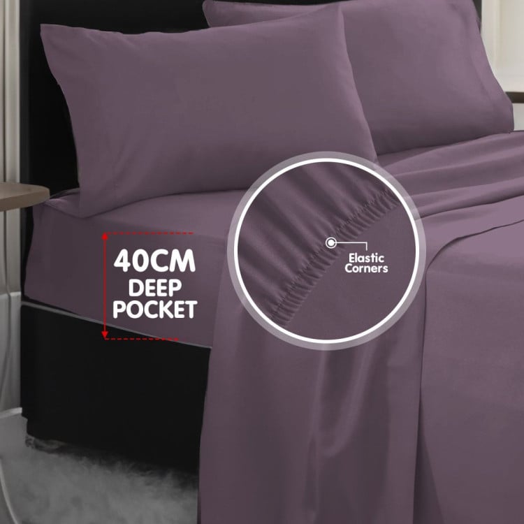 1000 Thread Count Cotton Rich King Bed Sheets 4-Piece Set in Lilac image 7