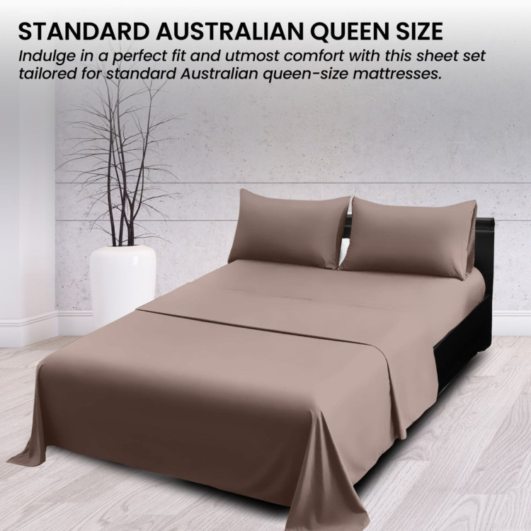 1000 Thread Count Cotton Rich King Bed Sheets 4-Piece Set in Linen image 5
