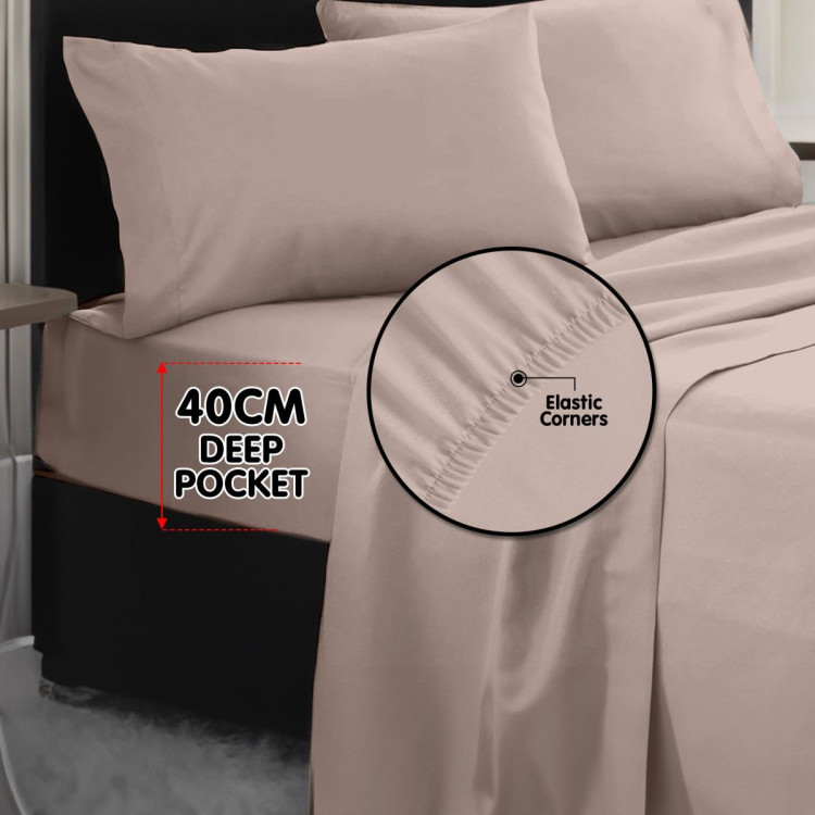 1000 Thread Count Cotton Rich King Bed Sheets 4-Piece Set in Linen image 9