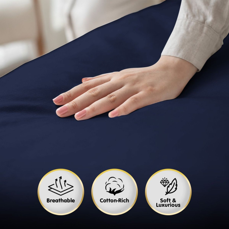 1000 Thread Count Cotton Rich King Bed Sheets 4-Piece Set - Navy image 4