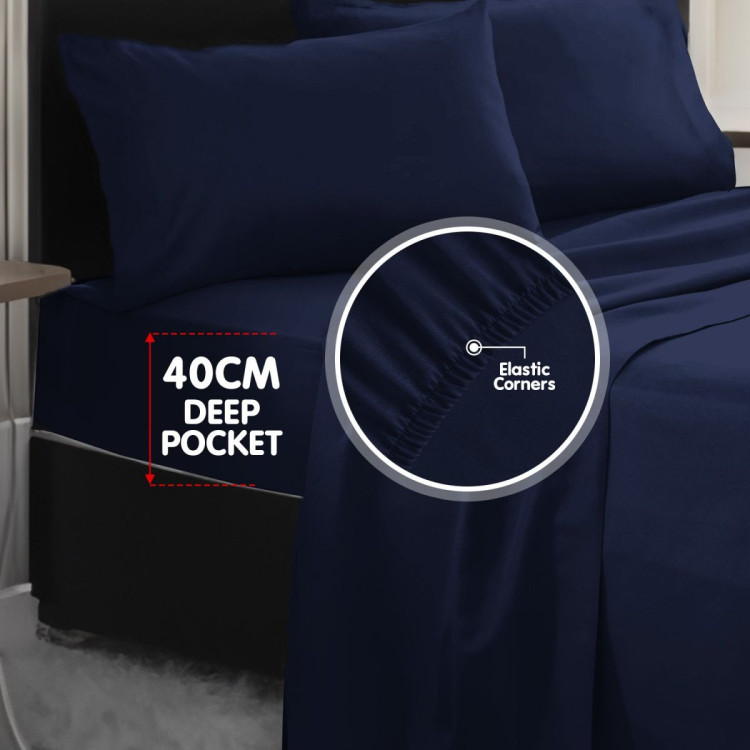 1000 Thread Count Cotton Rich King Bed Sheets 4-Piece Set - Navy image 6