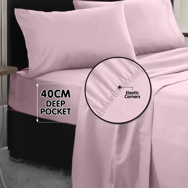 1000 Thread Count Cotton Rich King Bed Sheets 4-Piece Set in Pink image 9