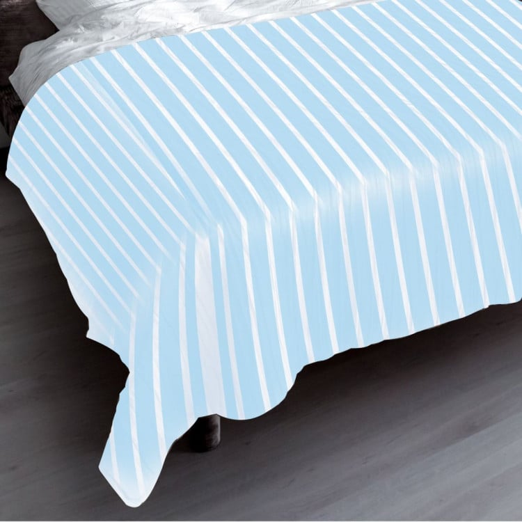 1000 Thread Count Cotton Rich Queen Bed Sheets 4-Piece Set in Striped Sky Blue image 4