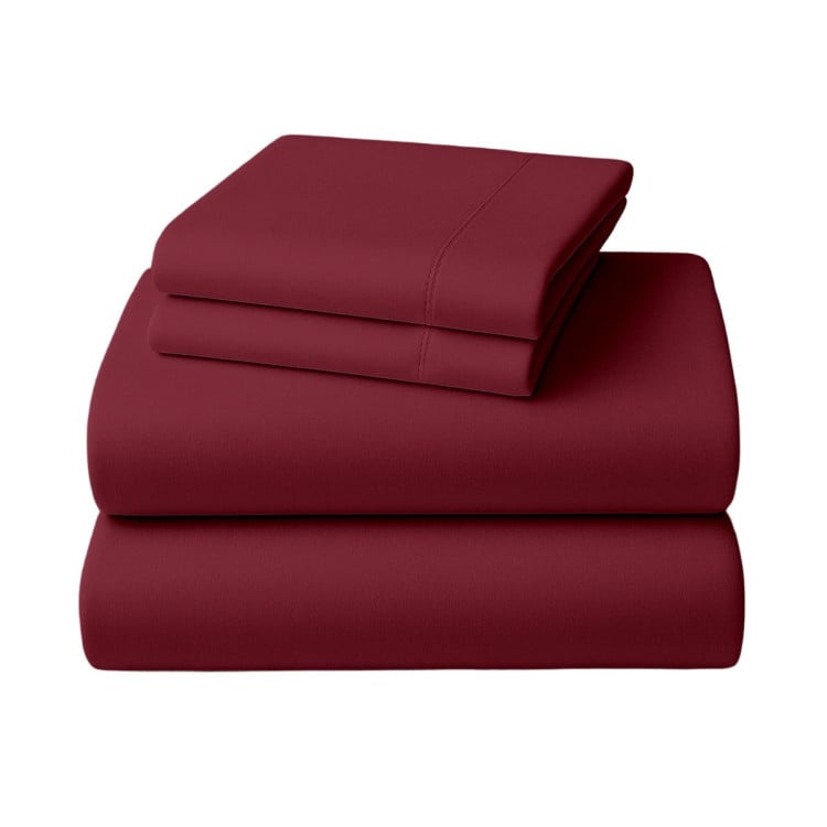 1000 Thread Count Cotton Rich Queen Bed Sheets 4-Piece Set in Burgundy image 3