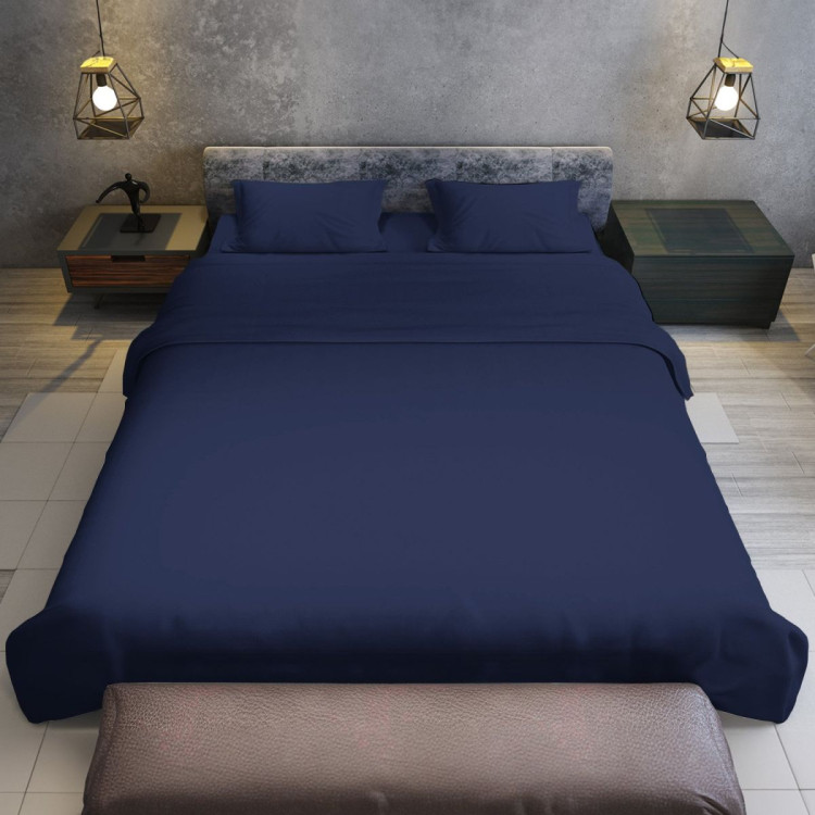 1000 Thread Count Cotton Rich Queen Bed Sheets 4-Piece Set in Navy image 7