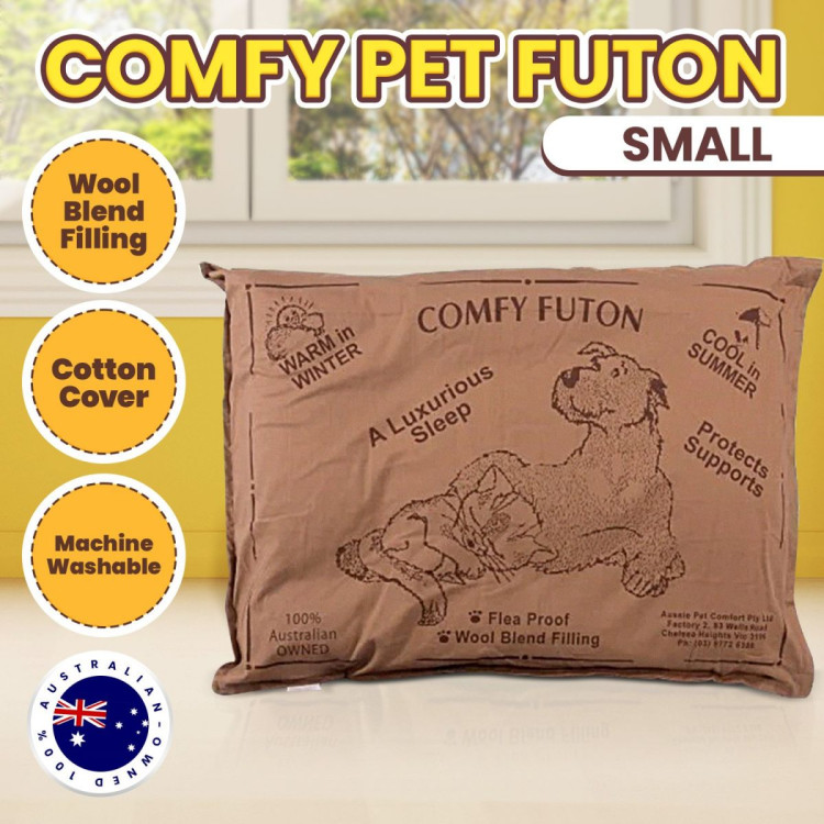Aussie Made Comfy Pet Futon Dog 74cm Wool Blend Small - Brown image 5