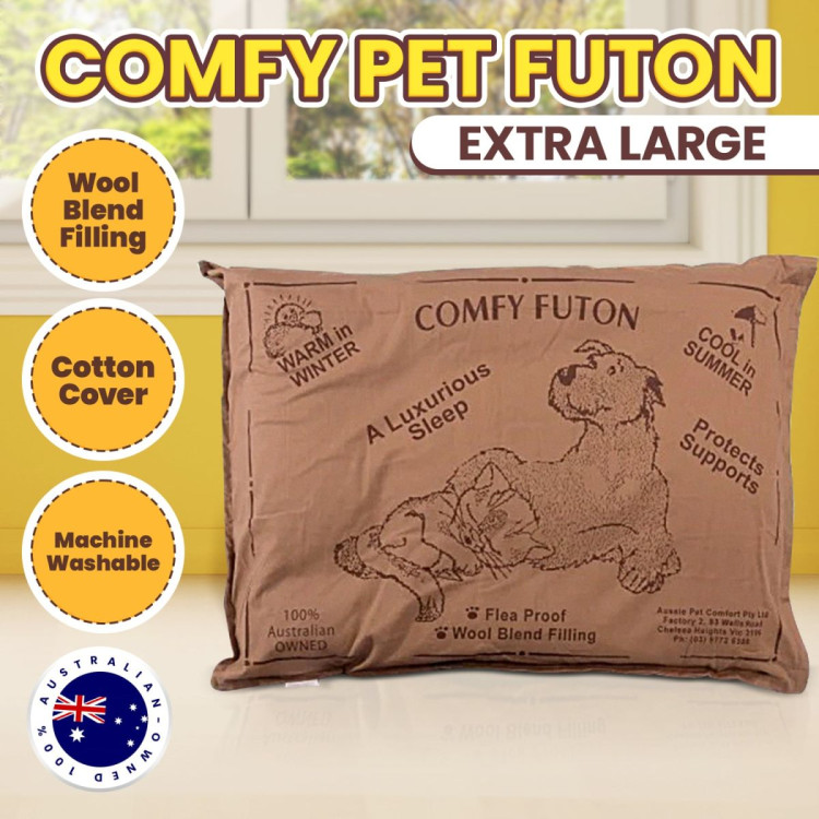Aussie Made Extra Large Comfy Pet Futon Dog 122cm Wool Blend Large - Brown