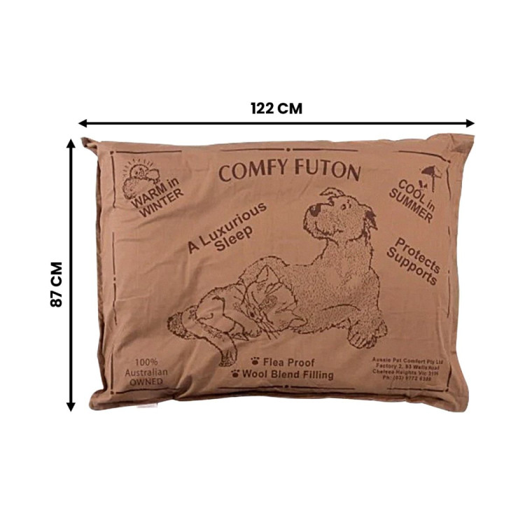 Aussie Made Extra Large Comfy Pet Futon Dog 122cm Wool Blend Large - Brown image 4