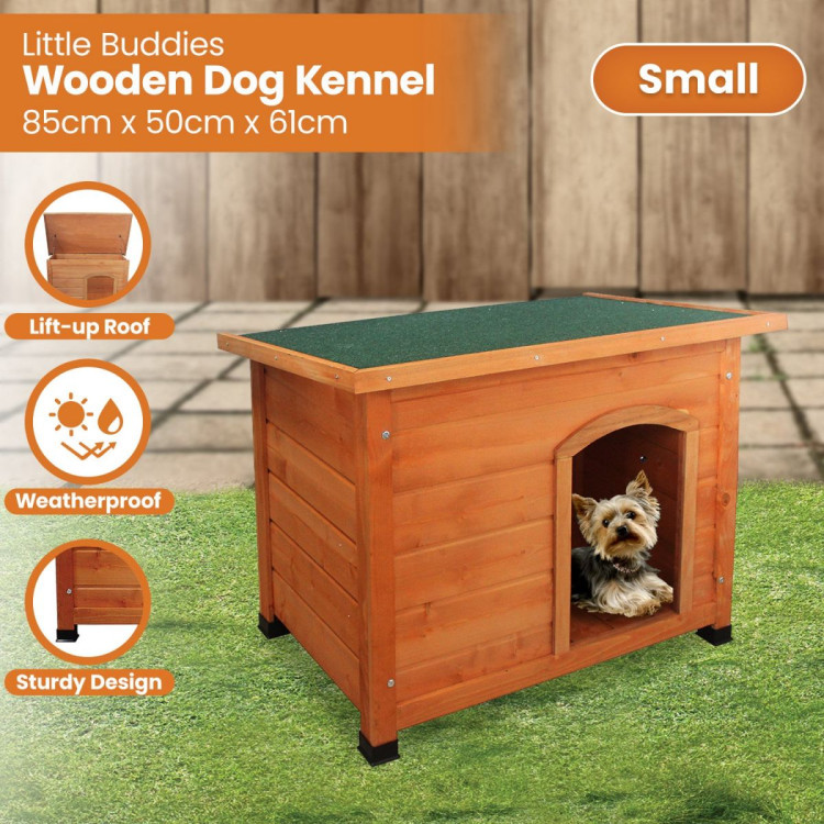 Little Buddies Wooden Flat Roof Dog Kennel - Small image 11