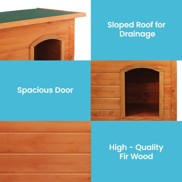 Little Buddies Weatherproof Wooden Flat Roof Dog Kennel - Medium image 6