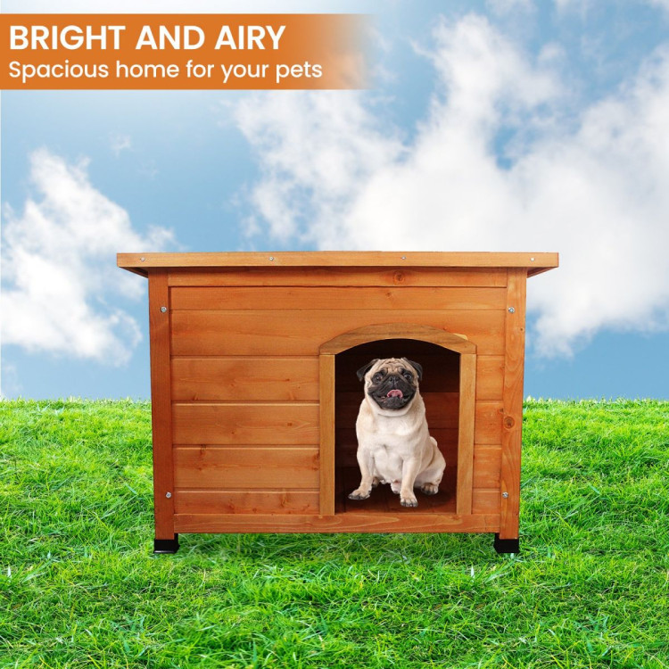 Little Buddies Weatherproof Wooden Flat Roof Dog Kennel - Medium image 9