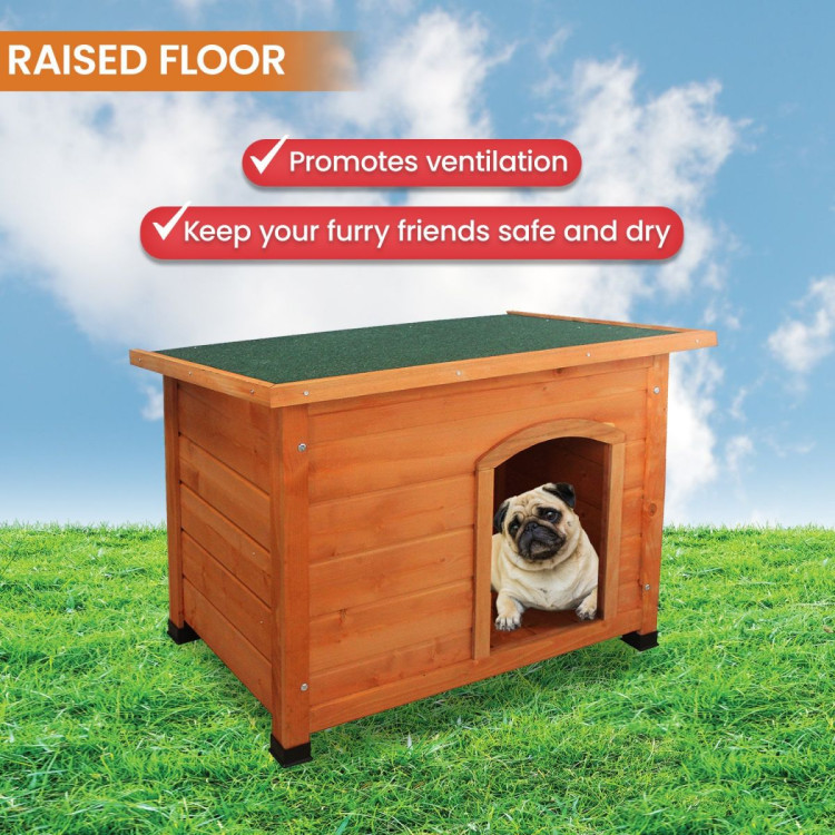 Little Buddies Weatherproof Wooden Flat Roof Dog Kennel - Medium image 10