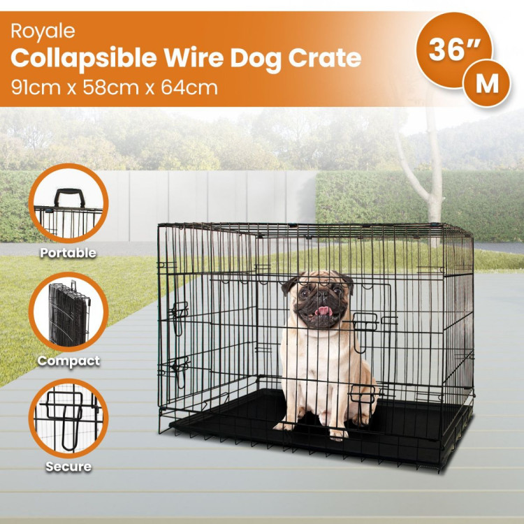 Royale 36in Foldable Pet Wire Dog Crate - Medium image 11