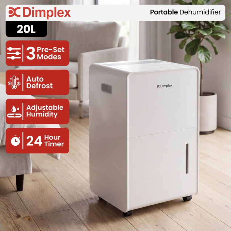 Dimplex 20L Portable Dehumidifier w/ Preset Modes Fan Speeds 4L Water Tank Timer image 12