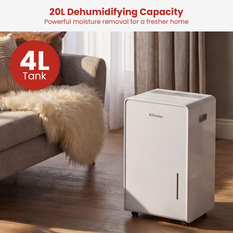 Dimplex 20L Portable Dehumidifier w/ Preset Modes Fan Speeds 4L Water Tank Timer image 8
