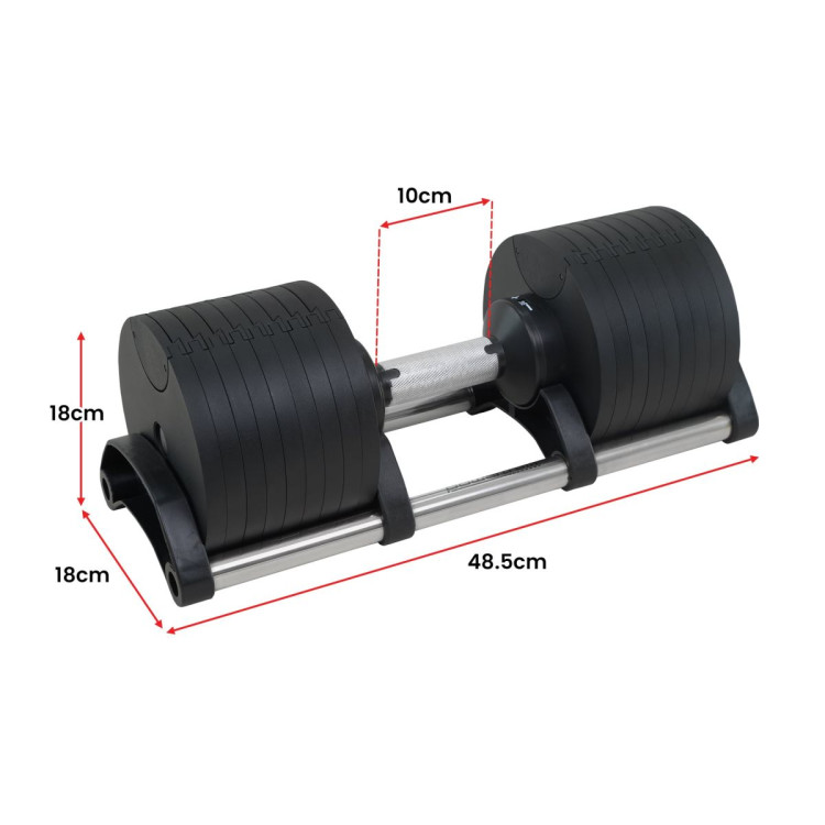 Powertrain Eon Dial Up 72KG Adjustable Dumbbells Pair with Stand - Black image 5
