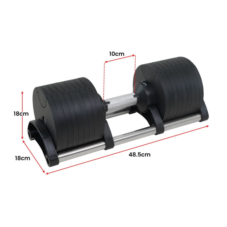 Powertrain Eon Dial Up 72KG Adjustable Dumbbells Pair - Black image 4
