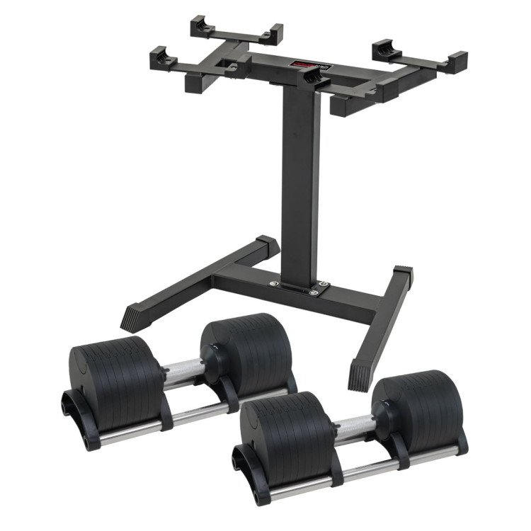 Powertrain Eon Dial Up 72KG Adjustable Dumbbells Pair with Stand - Black image 6