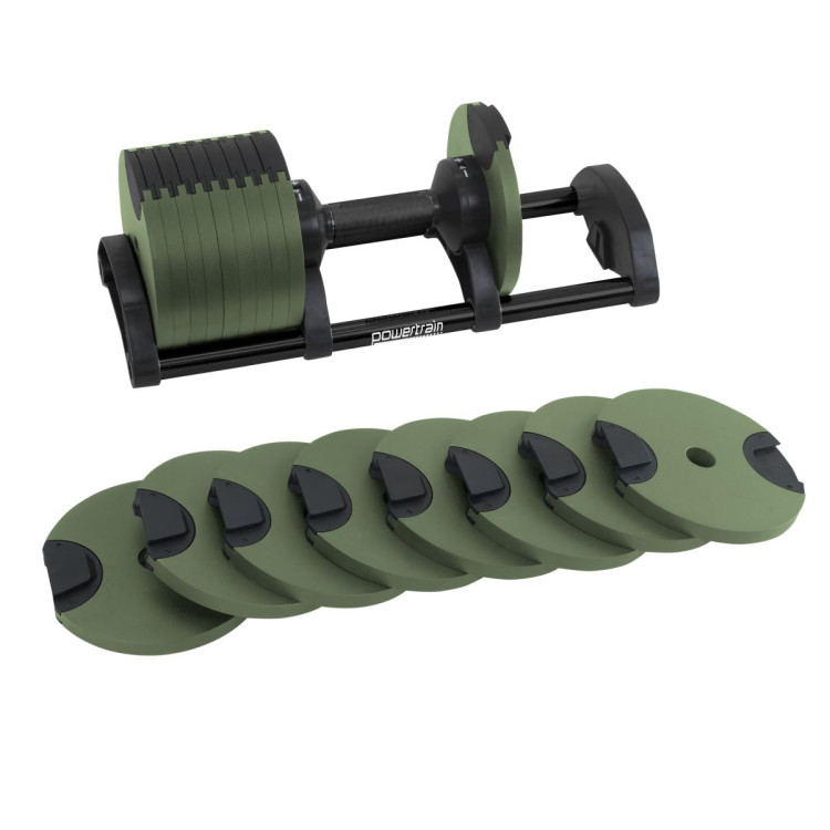 Powertrain Eon Dial Up 72KG Adjustable Dumbbells Pair - Green image 8