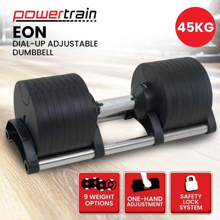 Powertrain Eon Dial Up 45KG Adjustable Dumbbell - Black image 12