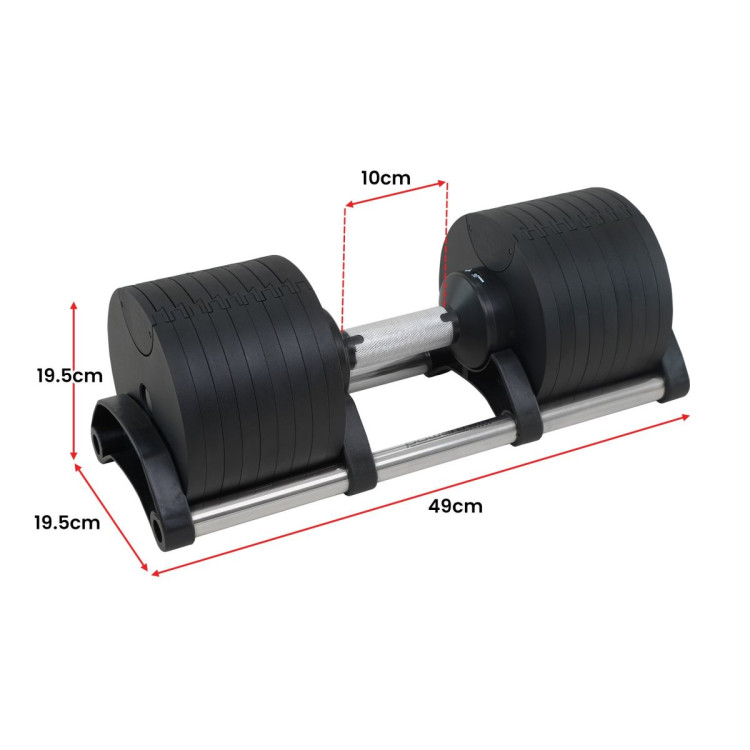 Powertrain Eon Dial Up 90KG Adjustable Dumbbells Pair - Black image 4