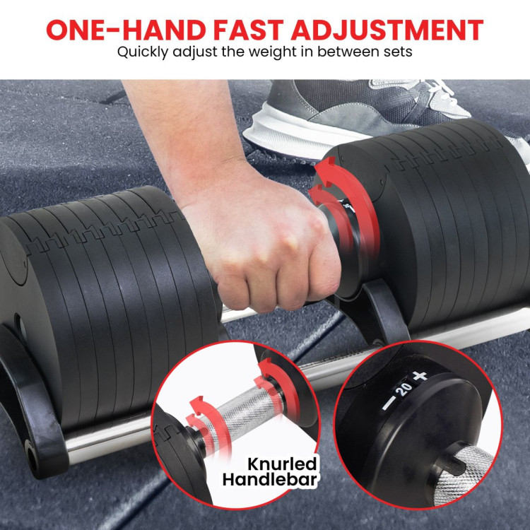 Powertrain Eon Dial Up 90KG Adjustable Dumbbells Pair - Black image 8