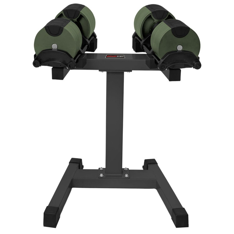 Powertrain Eon Dial Up 90KG Adjustable Dumbbells Pair with Stand - Green image 7