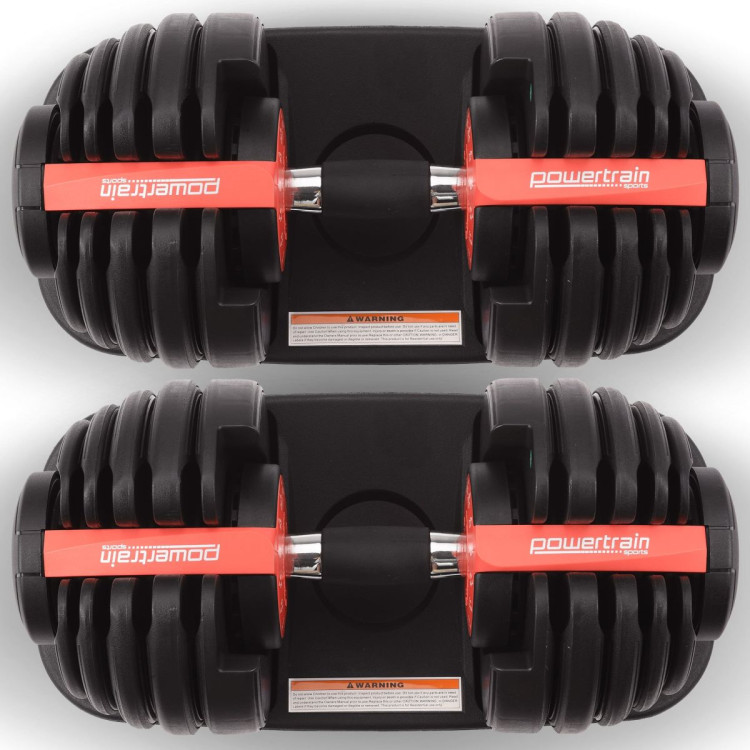 Powertrain 48kg Adjustable Dumbbells 15-in-1 Home Gym Weights  Red image 12