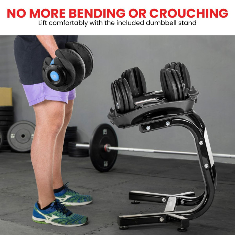 Powertrain Pair of 24kg Blue Adjustable Dumbbell Home Gym Weights with Stand image 5