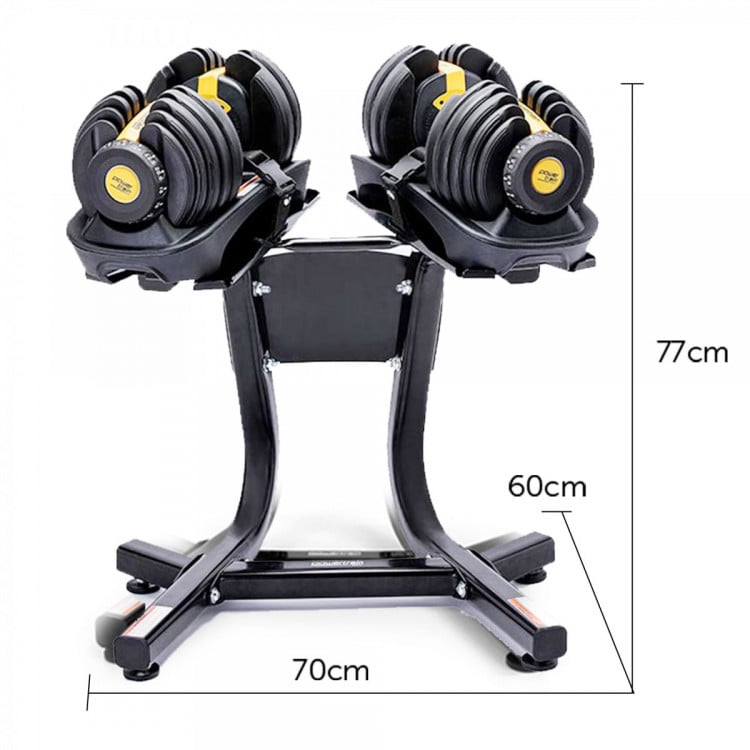 48KG Powertrain Adjustable Dumbbell Set With Stand - Gold image 11