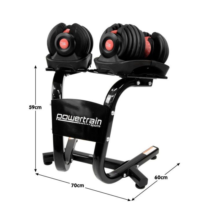 Powertrain 48kg Adjustable Dumbbells with Dumbbell Stand  Red image 4