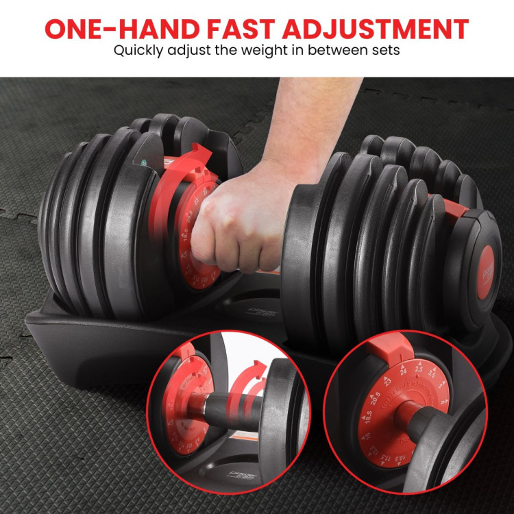 Powertrain 48kg Adjustable Dumbbells with Dumbbell Stand  Red image 7