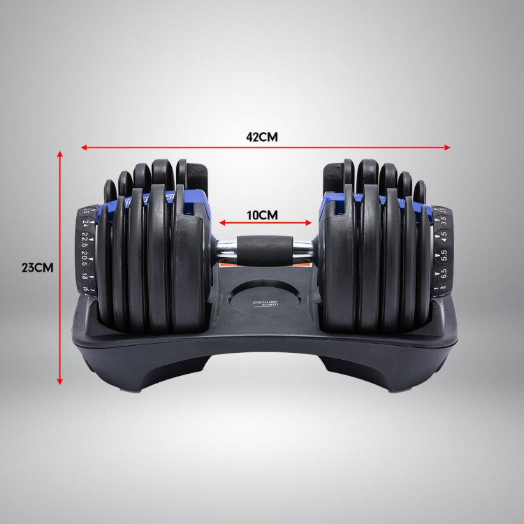 48kg Powertrain Adjustable Dumbbell Home Gym Set Blue image 9