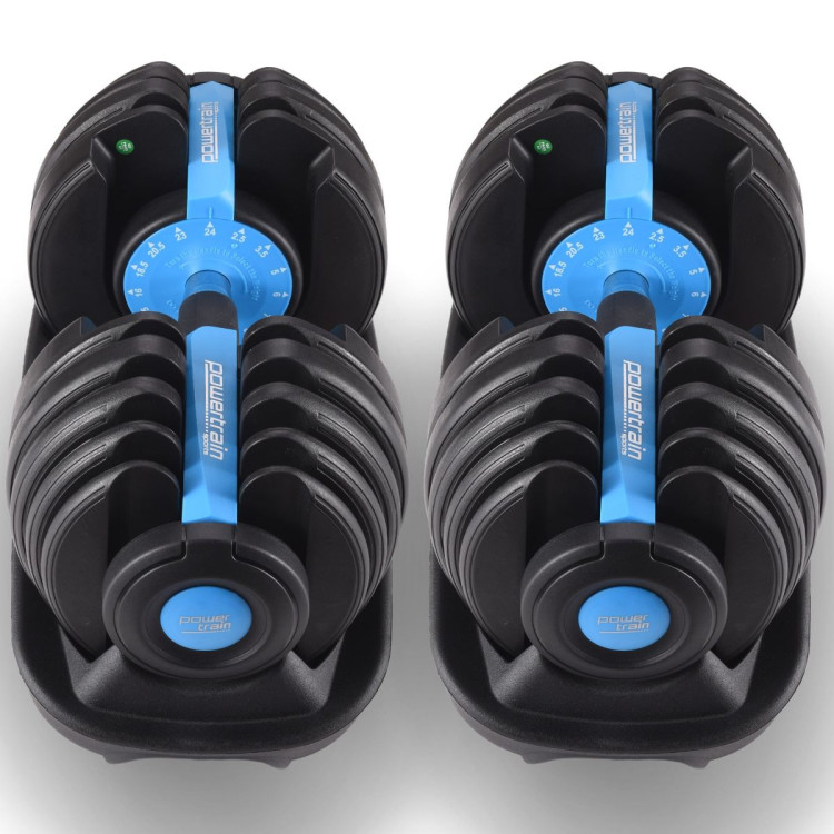 Powertrain 48kg Blue Adjustable Dumbbell Home Gym Weights image 10