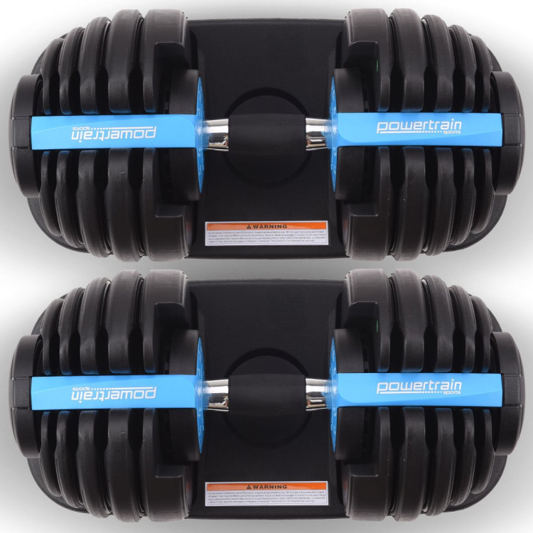 Powertrain 48kg Blue Adjustable Dumbbell Home Gym Weights image 11