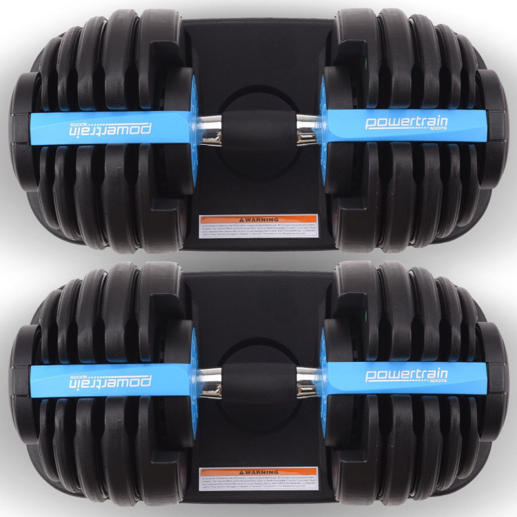 Powertrain 48kg Blue Adjustable Dumbbell Home Gym Weights image 12
