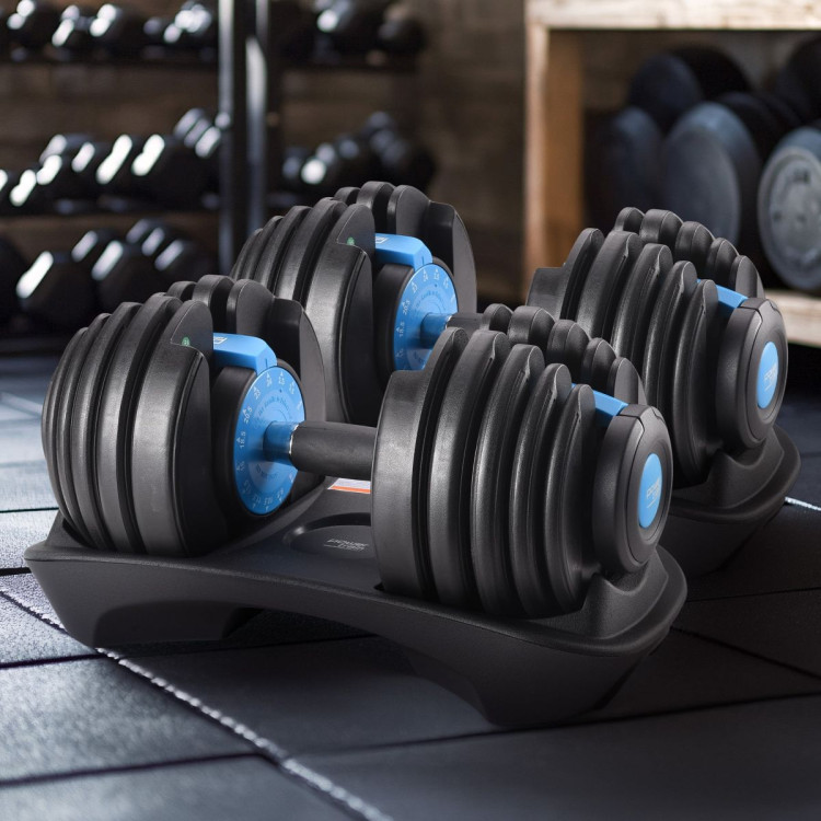Powertrain 48kg Blue Adjustable Dumbbell Home Gym Weights image 12