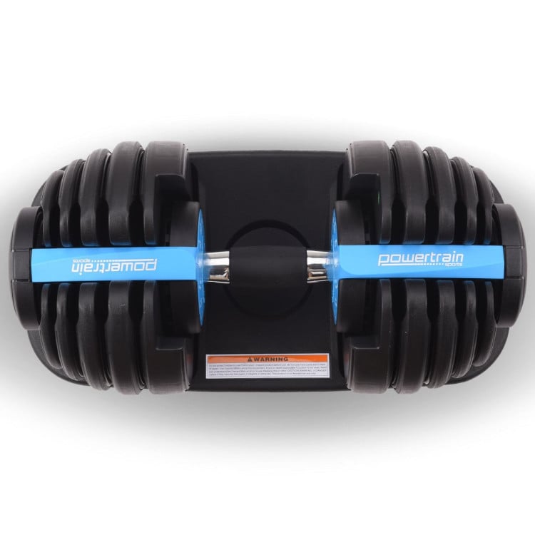 Powertrain 24kg Adjustable Dumbbell Home Gym Exercise Weights Free Workout Blue image 11
