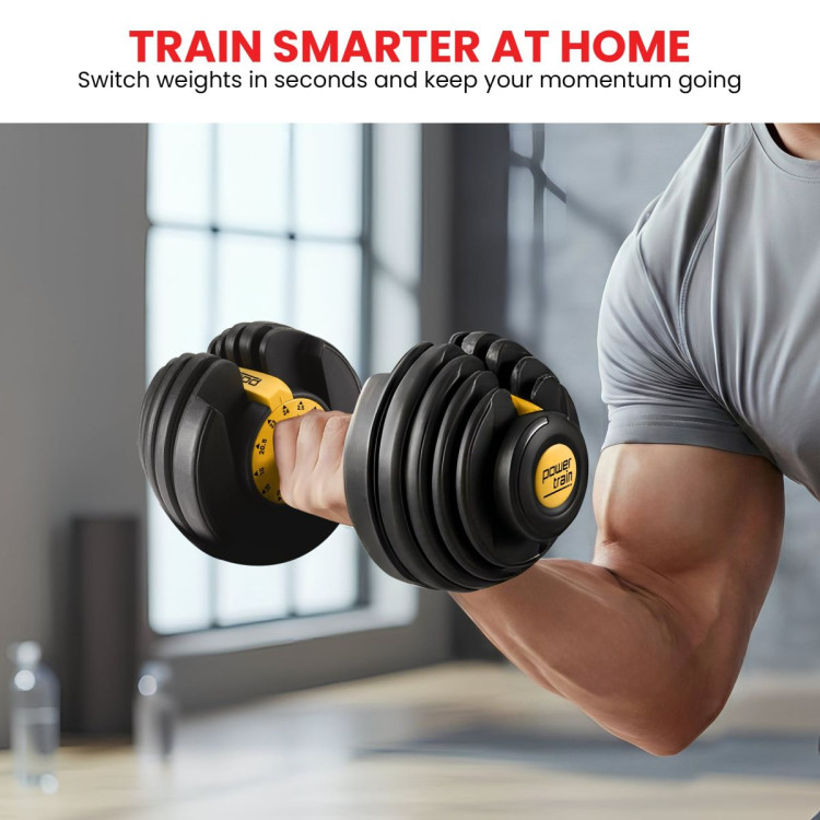 Powertrain 48kg Gold Adjustable Dumbbell Home Gym Weights image 7