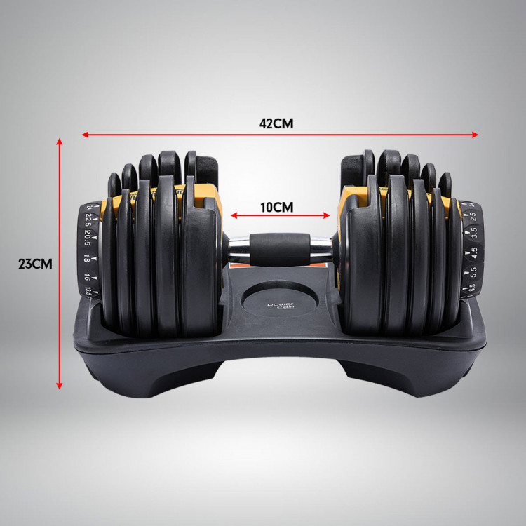 48kg Powertrain Adjustable Dumbbell Home Gym Set Gold image 9