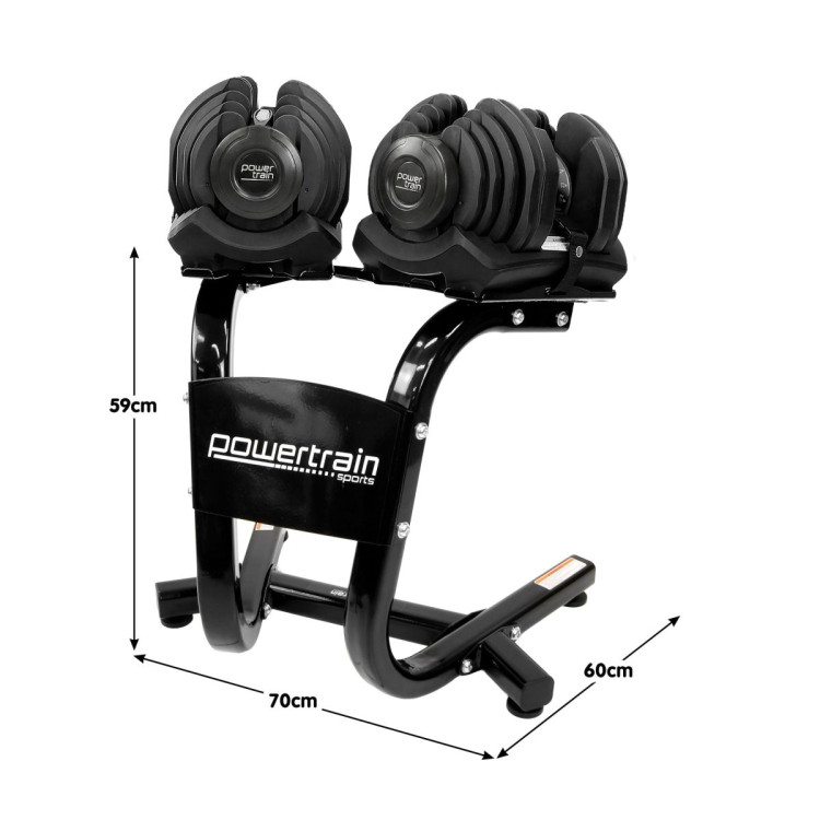 Powertrain 80kg Adjustable Dumbbell Home Gym Weights with Stand image 5