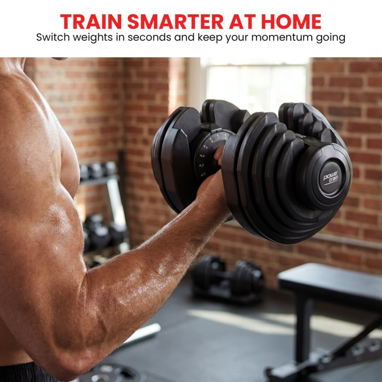 Powertrain 80kg Adjustable Dumbbell Home Gym Weights with Stand image 10
