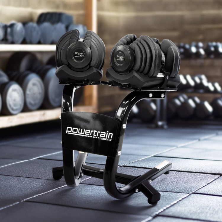 Powertrain 80kg Adjustable Dumbbell Home Gym Weights with Stand image 15