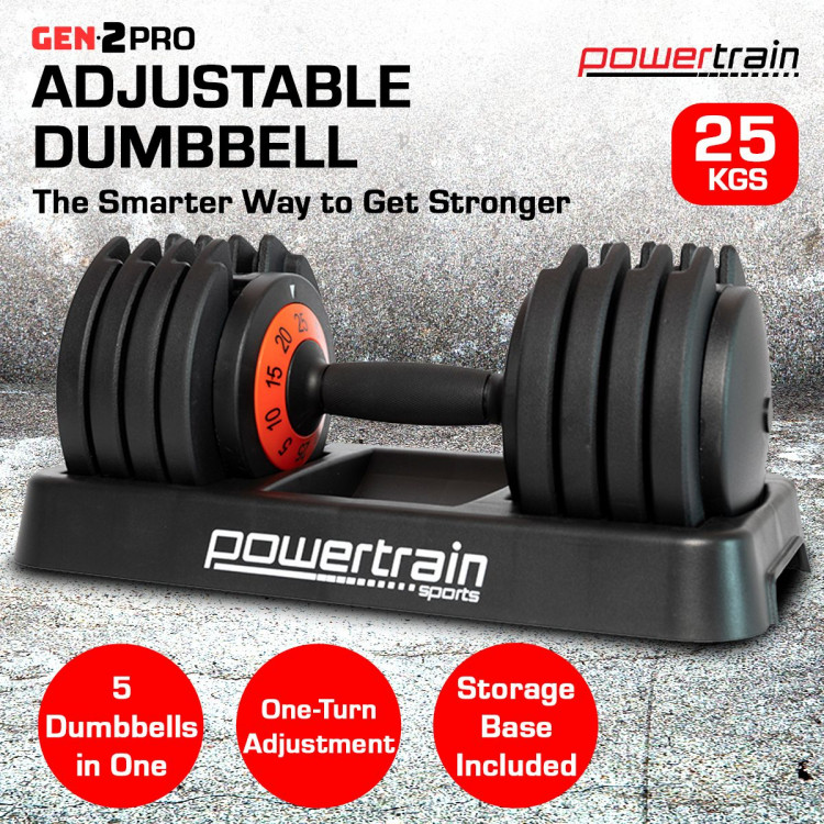 Powertrain GEN2 Pro Adjustable Dumbbell Weights- 25kg image 3