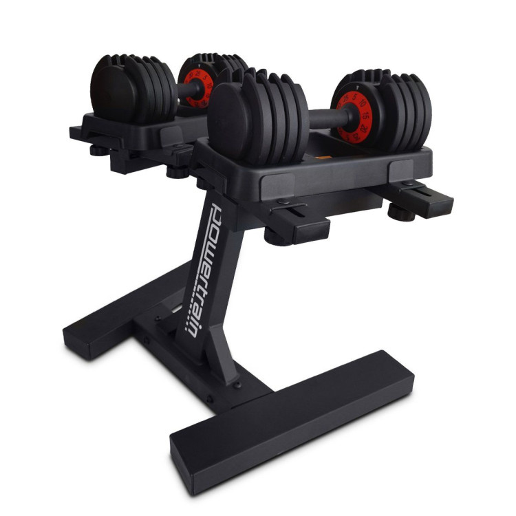 Powertrain GEN2 Pro Adjustable Dumbbell Set - 2 x 25kg (50kg) Home Gym Weights with Stand image 2
