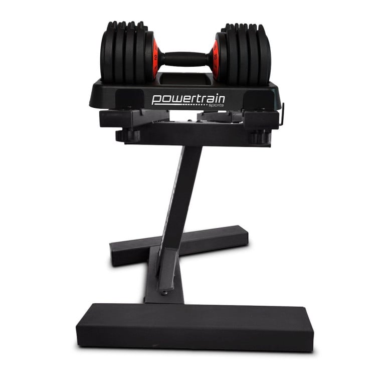 Powertrain GEN2 Pro Adjustable Dumbbell Set - 2 x 25kg (50kg) Home Gym Weights with Stand image 3