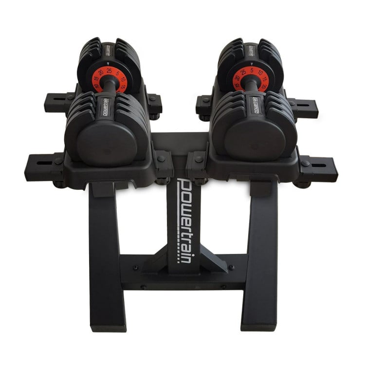 Powertrain GEN2 Pro Adjustable Dumbbell Set - 2 x 25kg (50kg) Home Gym Weights with Stand image 4